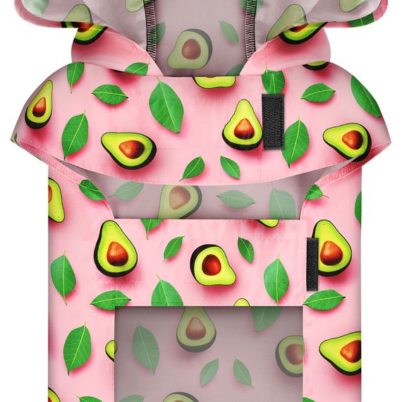 Дощовик-накидка з капюшоном для собак WAUDOG Clothes, малюнок "Авокадо на рожевому", XS, А 26-29 см, B 32-41 | Зображення 3