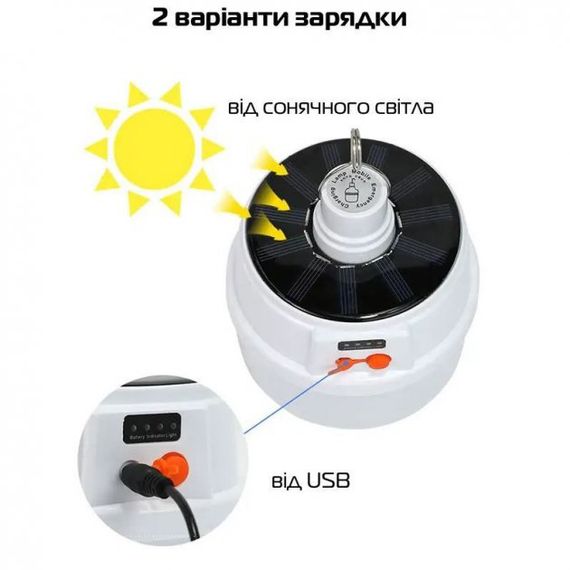 Акумуляторна кемпінгова LED лампа світильник із сонячною панеллю 5 режимів до 8 годин X-Balog BL-2025 | Зображення 9