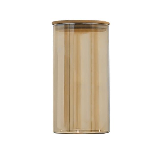 Ємність скляна з дерев'яною кришкою (кругла) бурштин VT-8010 Vittora 1000 мл