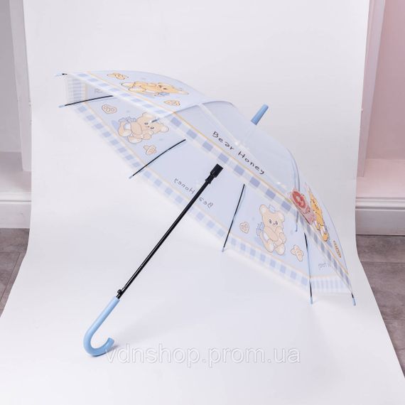 Классический детский зонт-трость полуавтомат из полиэстера прочный надежный 8 спиц диаметр 94 см  Голубой HP-23-11BL | Зображення 5