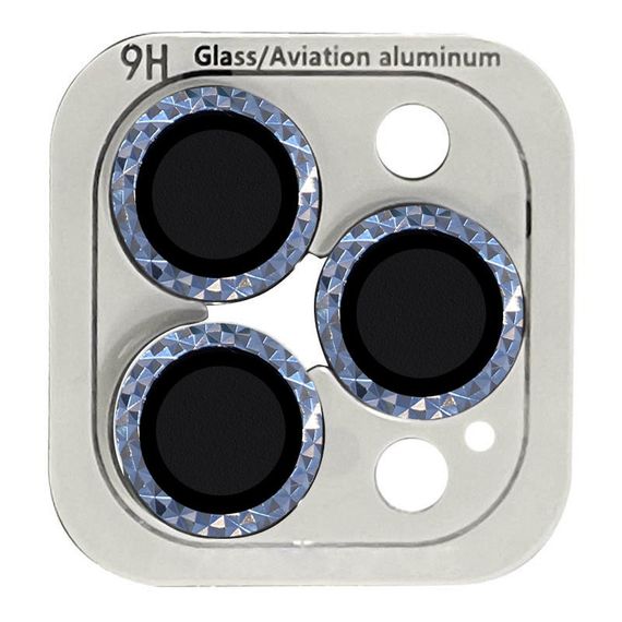 Захисне скло Metal Shine на камеру (в упак.) для Apple iPhone 13 Pro/13 Pro Max Голубой / Sierra Blue