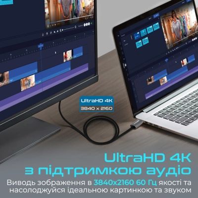 Кабель мультимедийный DisplayPort to HDMI prolink-dp200.black Promate (prolink-dp200.black) | Зображення 2
