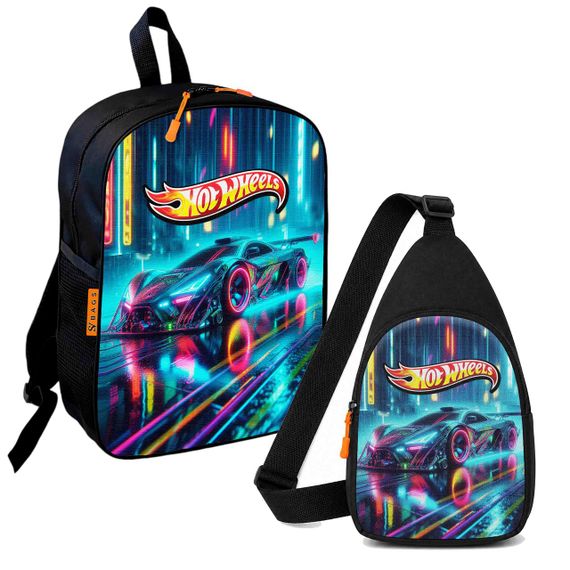 Набор Hot Wheels 2 в 1: детский рюкзак + сумка-слинг, для мальчика и девочки 7–9 лет (6275)