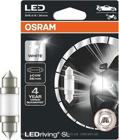 Лампа OSRAM C5W 12V 0,6W SV8.5-8 36 мм 6418DWP-BLI