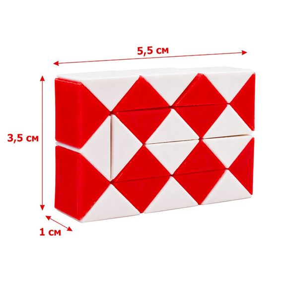 Головоломка Змейка Рубика IGR67(Red) маленькая 3,5x5,5 см, двухцветная | Зображення 1