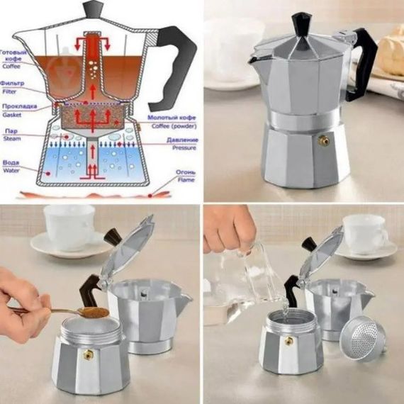 Гейзерна кавоварка UNIQUE UN-1913 алюмінієвий корпус, бакелітова ручка, 9 чашок | Зображення 3