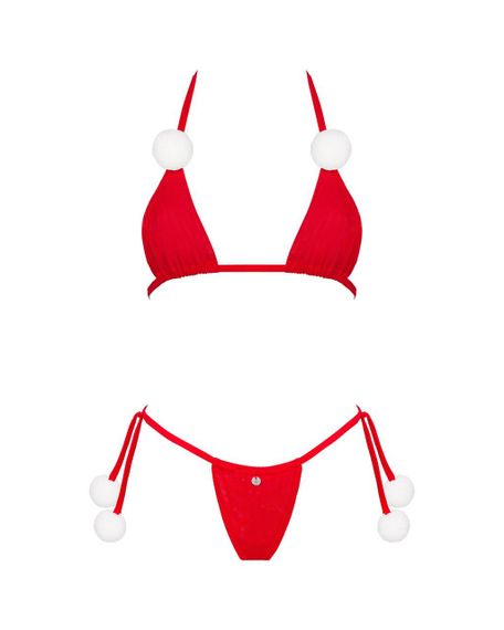 Комплект белья с помпонами Obsessive Bobble Girl, красный sexstyle | Зображення 2