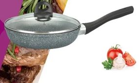 Сковорода  Benson BN-494 24см, h-6,3см, глубокая  мраморная антипригарная  покрытие