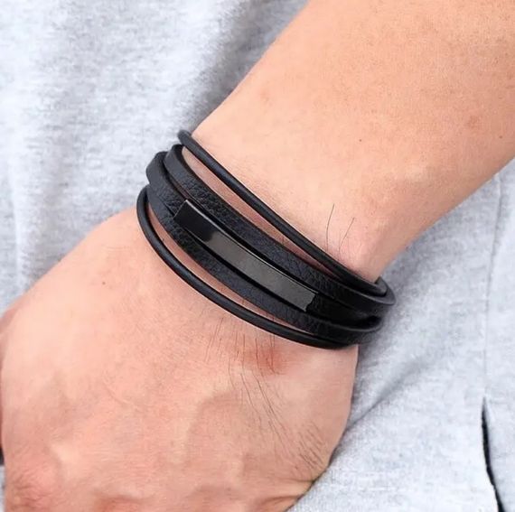 Чоловічий шкіряний браслет Primo Jewelry Punk з магнітною застібкою - Black | Зображення 5
