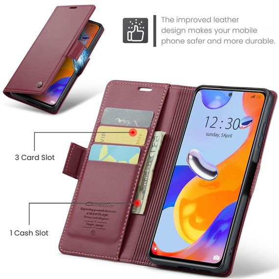 Шкіряний чохол-книжка Retro Case для Xiaomi Redmi Note 11 4G / 11s / Note 12s колір Червоний | Зображення 4