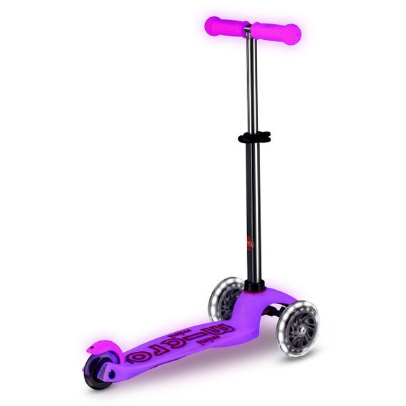 Детский трехколесный самокат Mini Deluxe Glow LED (Морозный розовый со светящимися колесами) | Зображення 3