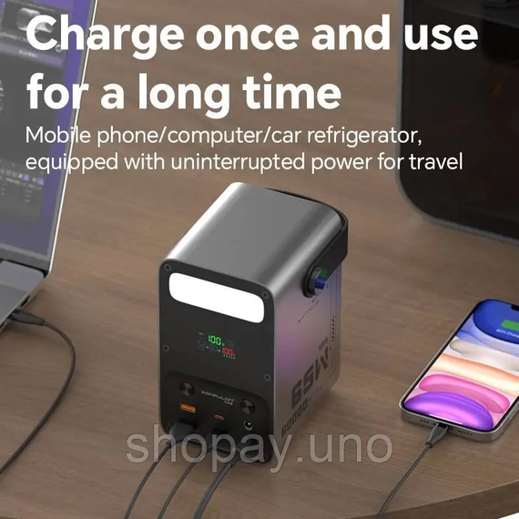 Потужний PowerBank 60000 mAh 65W PD для ноутбуків із DC-виходом та ліхтарем | Зображення 2