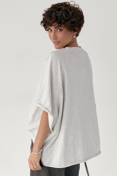 Однотонна вільна футболка з рукавами-реглан - світло-сірий цвет, ONE SIZE (є розміри) | Зображення 1