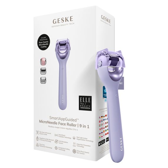 Електронний ролер для обличчя з мікроголками GESKE MicroNeedle Face Roller 9в1 purple