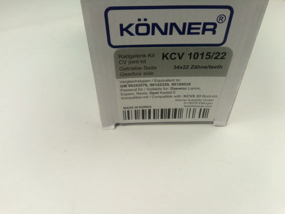 ШРУС Lanos внутрішній, Konner (KCV-1015/22) (96243576) | Зображення 2