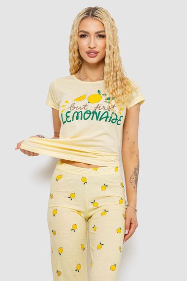 Пижама женская с принтом, цвет желтый, 243R7052 | Зображення 1