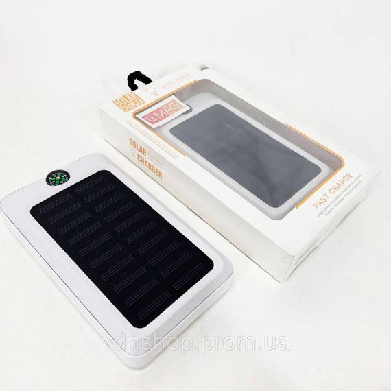УМБ Power Bank Solar 18000 mAh мобильное зарядное с солнечной панелью и лампой, Power Bank Charger White AJ-42 | Зображення 3