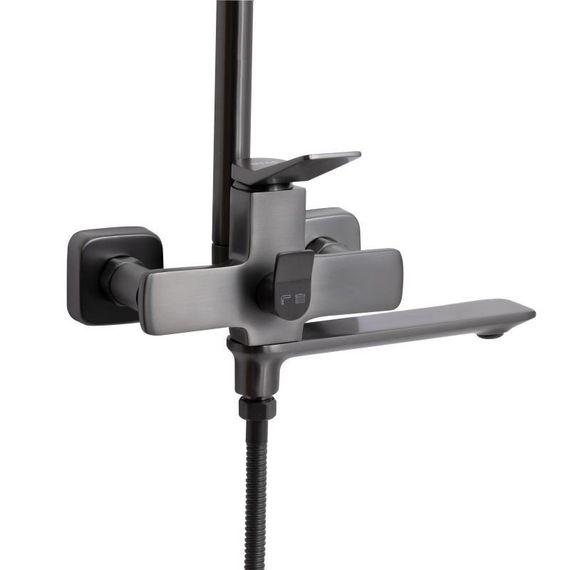 Душевая система универсальная Qtap Presto на три потребителя (с изливом) QTPRE111GRP45585 Graphite | Зображення 3