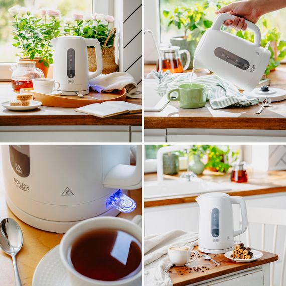 Електрочайник Adler AD 1379 білий, 1,7 л, 2200 Вт | Зображення 9
