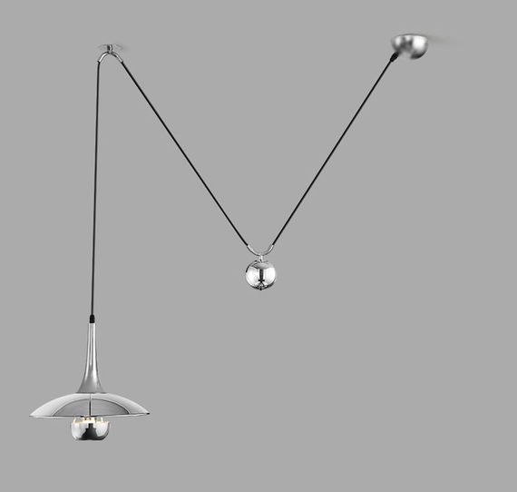 Люстра підвісна на 1 лампочку 27166 Хром 40-150х30х30 см. | Зображення 5