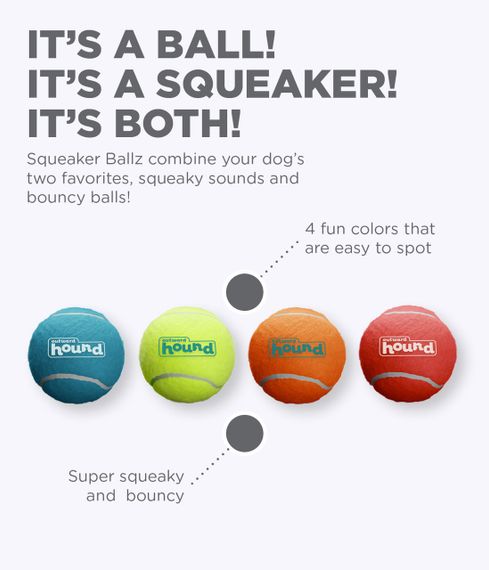 Набір іграшок для собак Outward Hound Squeaker Ballz Squeaky Tennis Balls, 4 см | Зображення 3