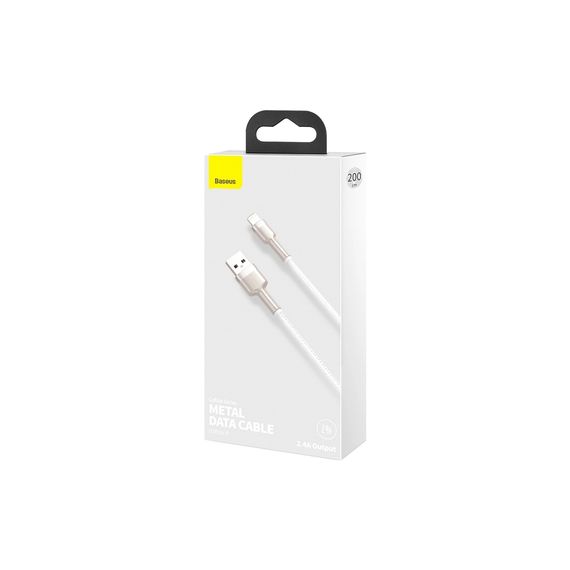 Дата кабель USB 2.0 AM to Lightning 1.0m Cafule Series Metal 2.4A White Baseus (CALJK-A02) | Зображення 7