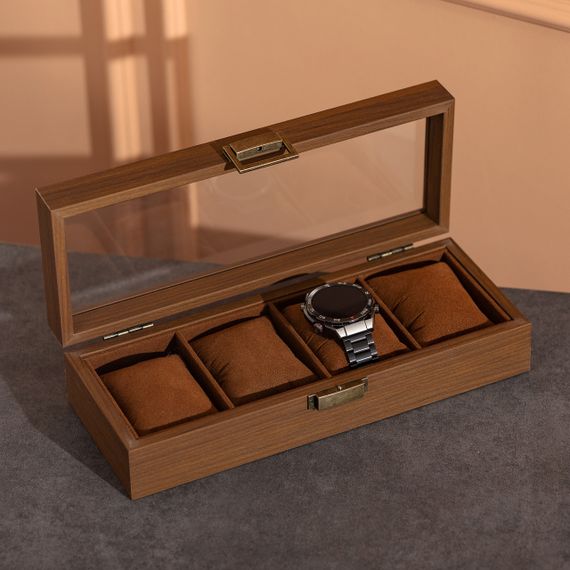 Скринька для наручних годинників 31×12×7.5 см дерев'яна на 4 відсіка | Зображення 5