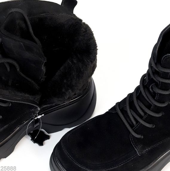 Черные зимние высокие ботинки натуральная замша доступная цена | Зображення 2