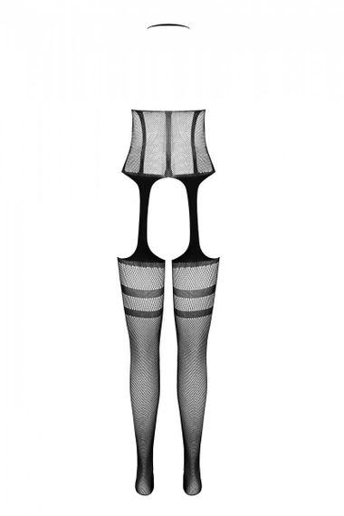 Сітчастий чорний бодістокінг з коротким топом та підв'язками Casmir CA008 | Зображення 5