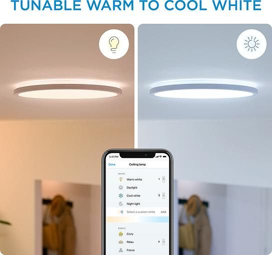 Світильник WiZ стельовий розумний SuperSlim Ceiling, 16W, 1500lm, 29,2см, 2700-6500K, Wi-Fi, білий (929002685101) | Зображення 5