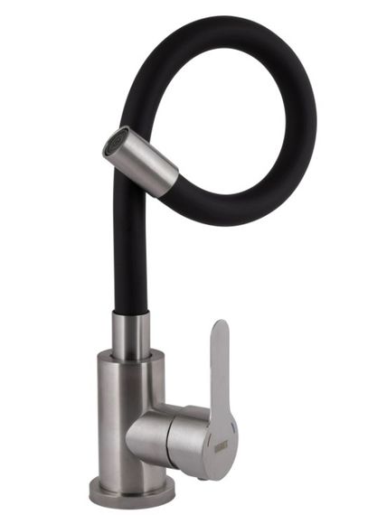 Змішувач для кухні Brinex Pure 015F3 з гнучким виливом Nickel/Black BRIPUR015F3NKB | Зображення 3