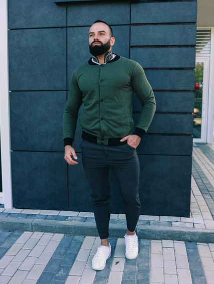 Бомбер пуговица хаки S