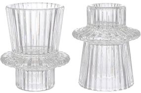 Набір 12 скляних двосторонніх свічників "Crystal Glass" для чайної та тонкої свічки