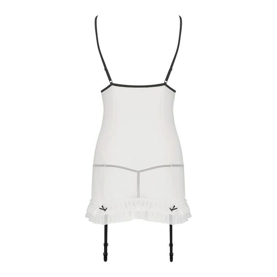 Сорочка прозора з пажами ORIHIME CHEMISE white - Passion, трусики, стрепи, L/XL | Зображення 3
