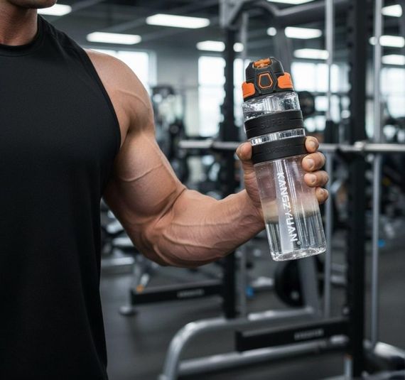 Спортивная бутылка KANGZYUAN 500 мл - Черная Tritan BPA-free, ударопрочная эко-бутылка с антискользящим грипом | Зображення 9