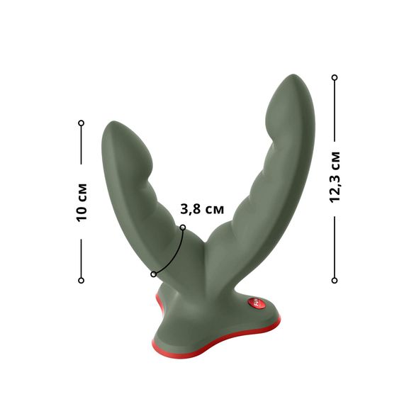 Подвійний фалоімітатор Fun Factory RYDE wild olive, гнучкі стовбури, присоска | Зображення 1