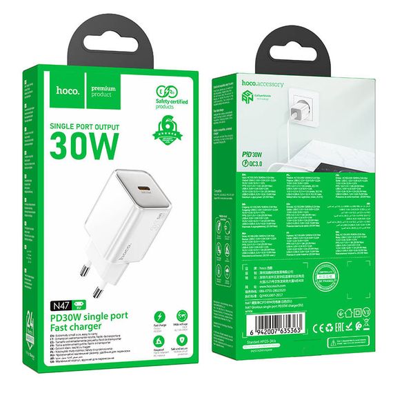 СЗУ Hoco N47 Glorious PD30W (1USB-C) White | Зображення 3