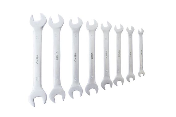 Набор ключей рожковых CrV 6x7, 8x9, 10x11, 12x13, 14x15, 16x17, 18х19, 20х22мм (8шт) СИЛА | Зображення 1