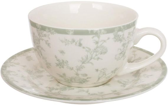 Чайний порцеляновий сервіз "Floral Green" 6 чашок 250мл з блюдцями