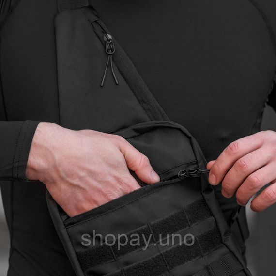 Тактична сумка‑кобура Cordura 1000D, чорна, 6 кишень, швидкий доступ, слінг через плече, чоловіча кроссбоді | Зображення 1