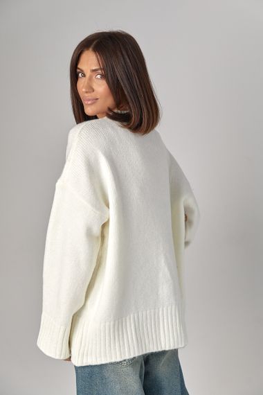 Жіноча в'язана кофта oversize - молочний цвет, ONE SIZE (є розміри) | Зображення 1