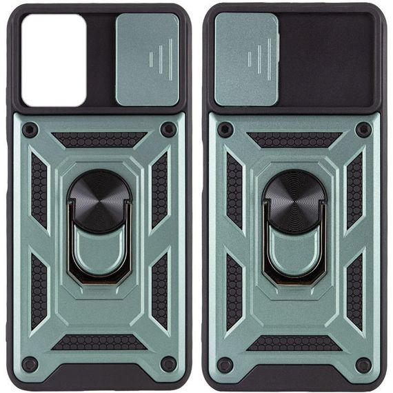 Ударостійкий чохол Camshield Serge Ring для Samsung Galaxy M23 5G / M13 4G TPU+PC, Шторка на камеру, Зелений