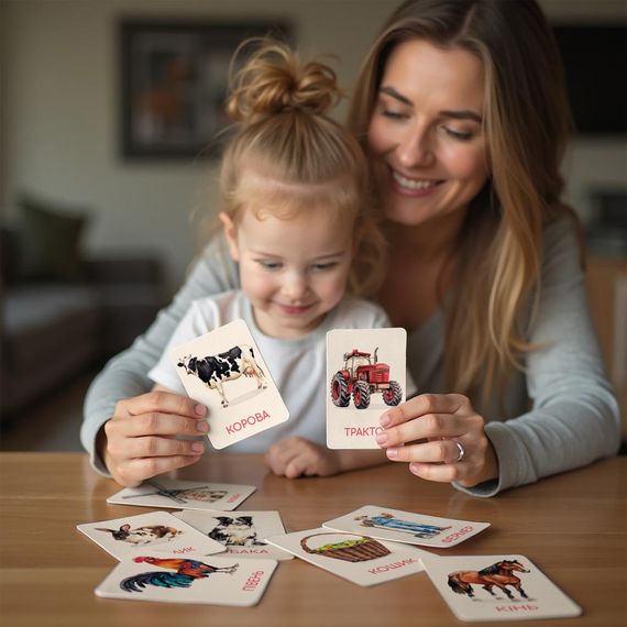 Детский набор учебных карточек Монтессори "Ферма" 301233, 32 изображения | Зображення 5