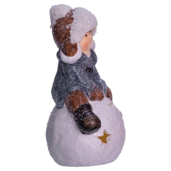 Новорічна декоративна фігурка з підсвіткою 10×8.5×16 см Новорічний декор Дитина на сніговій кулі з порцеляни CR-5-20 | Зображення 1