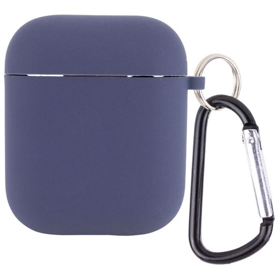 Силіконовий футляр із мікрофіброю для навушників Airpods 1/2 Темно-синій/Midnight blue
