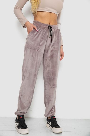 Штани жіночі велюрові, колір мокко, 238R58168 | Зображення 2