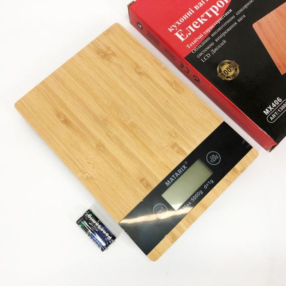 Весы кухонные MATARIX MX-406 5кг Wood, Кухонные весы для приготовления блюд, Весы для домашней кухни | Зображення 1