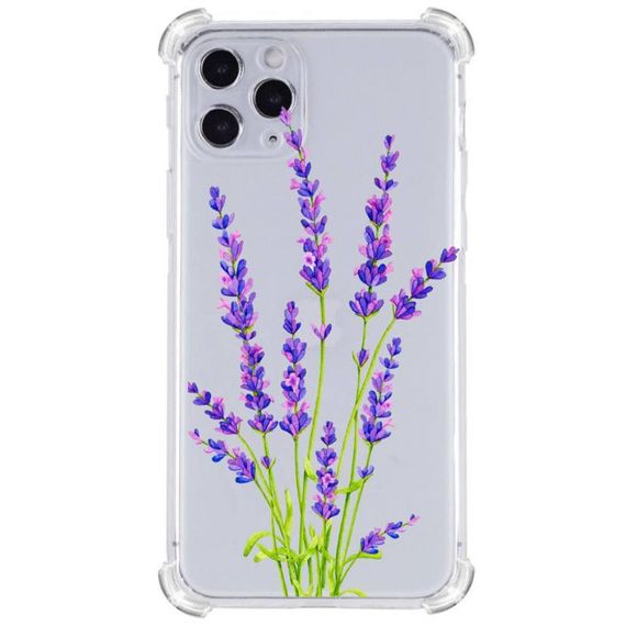 Прозорий протиударний чохол для iPhone 11 pro З принтом: Лаванда
