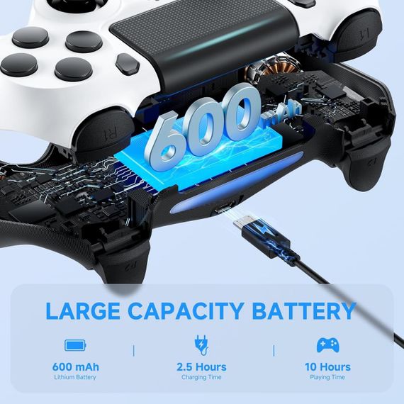 Контролер джойстик для PS4, для PS4/Pro/Slim/ПК, подвійна вібрація, гіроскоп, акумулятор 600 мА, ECHTPower | Зображення 3