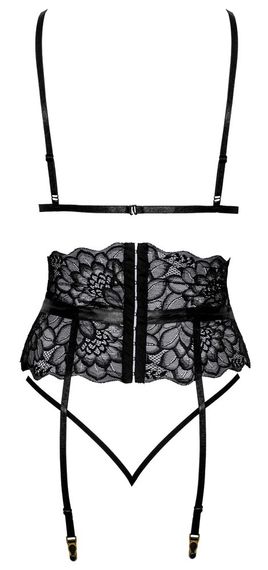 Комплект білизни Suspender Set black S/M | Зображення 3